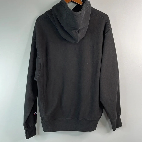 CHAMPION Mens Reverse Weave Black 3D Spellout Logo Hoodie Kangaroo Pocket XL - Picture 7 of 11